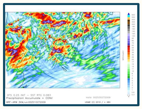 Simulazione WRF n. 4 — precipitazione accumulata