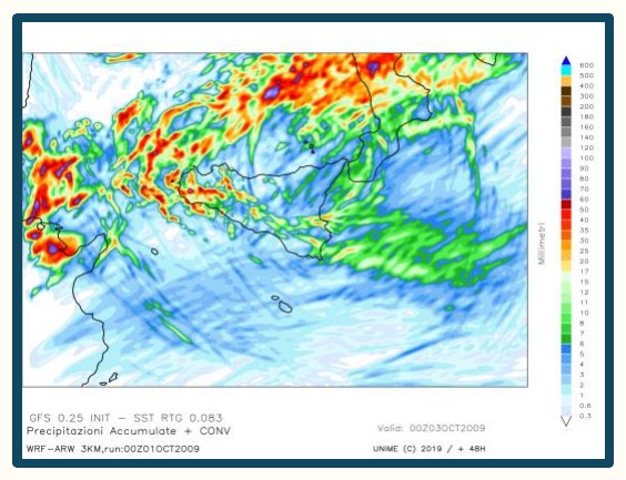 Simulazione WRF n. 5 — precipitazione accumulata