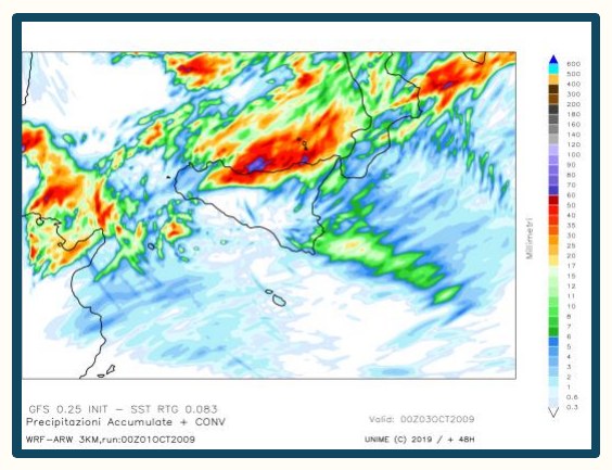 Simulazione WRF n. 11 — precipitazione accumulata