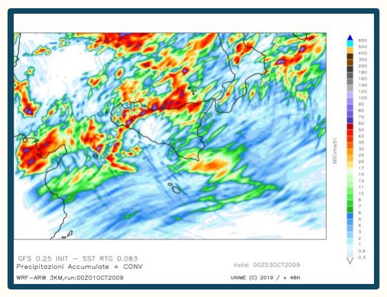 Simulazione WRF n. 16 — precipitazione accumulata