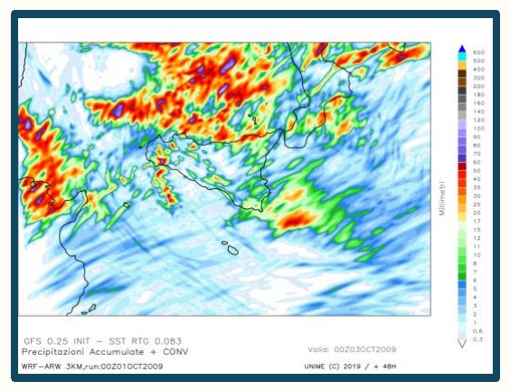 Simulazione WRF n. 17 — precipitazione accumulata