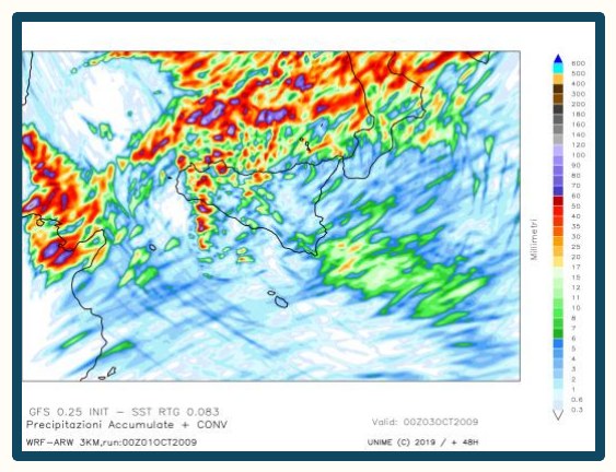 Simulazione WRF n. 19 — precipitazione accumulata