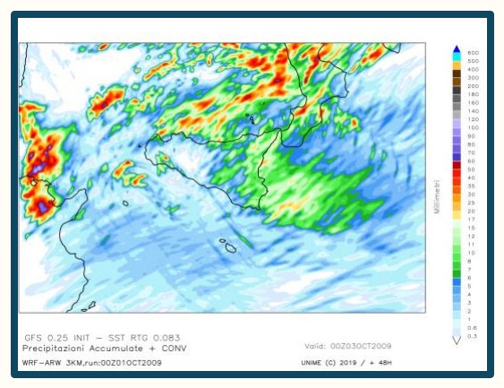 Simulazione WRF n. 25 — precipitazione accumulata